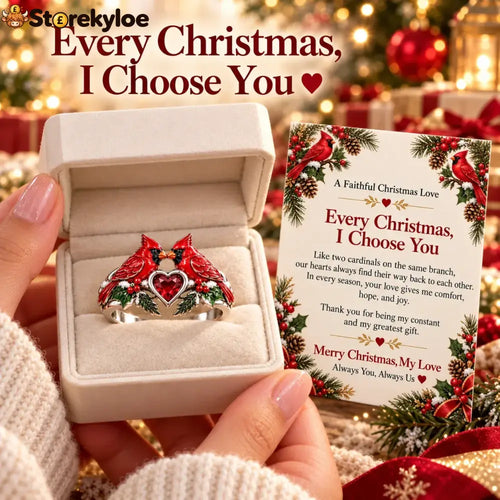 🎄two Cardinal Heart Christmas Ring | “every Christmas I Choose You” ❤️