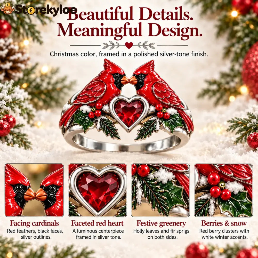 🎄two Cardinal Heart Christmas Ring | “every Christmas I Choose You” ❤️