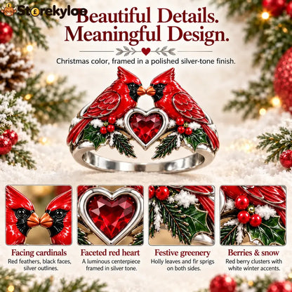 🎄two Cardinal Heart Christmas Ring | “every Christmas I Choose You” ❤️
