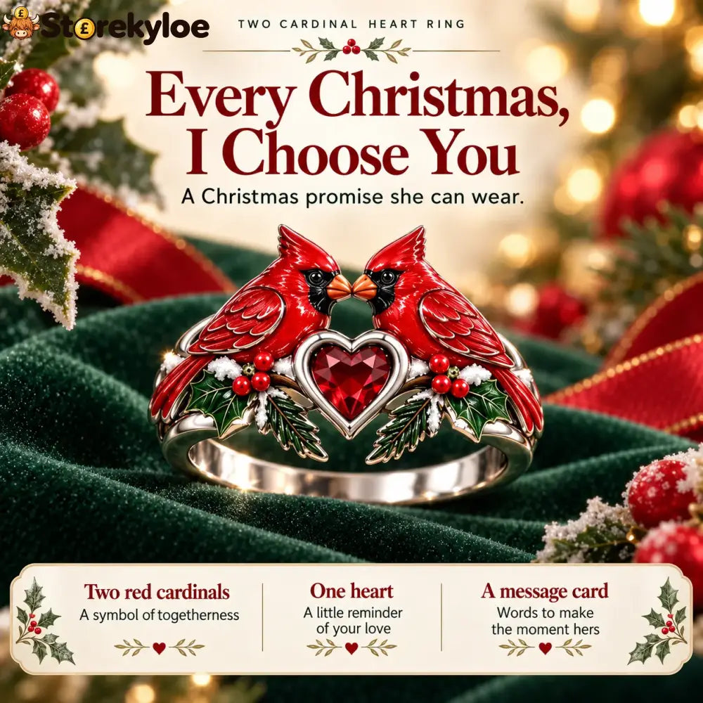 🎄two Cardinal Heart Christmas Ring | “every Christmas I Choose You” ❤️