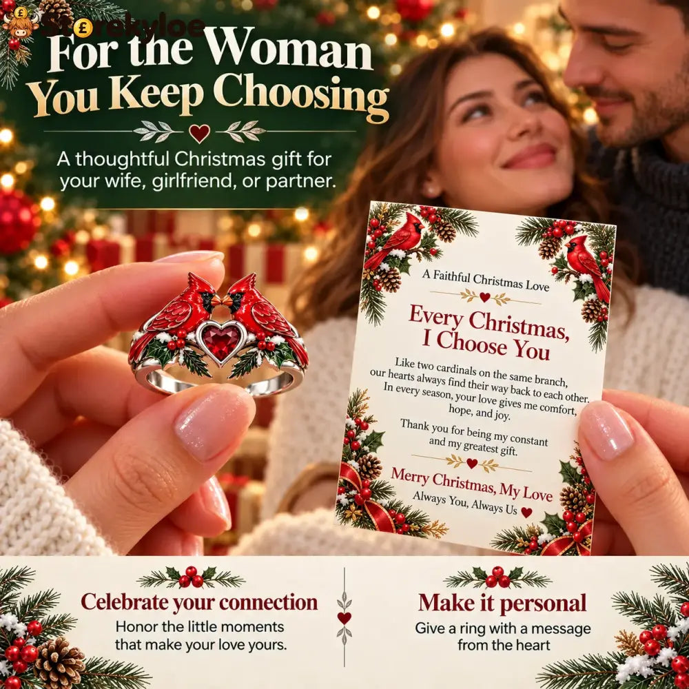 🎄two Cardinal Heart Christmas Ring | “every Christmas I Choose You” ❤️