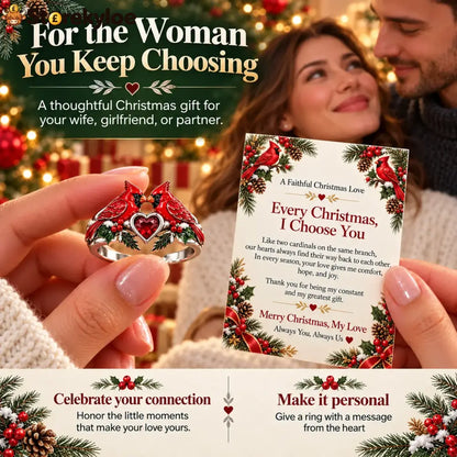 🎄two Cardinal Heart Christmas Ring | “every Christmas I Choose You” ❤️