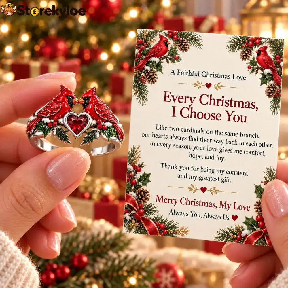 🎄two Cardinal Heart Christmas Ring | “every Christmas I Choose You” ❤️ - Cardinal / 6