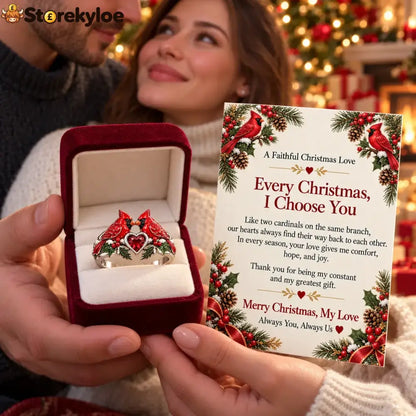 🎄two Cardinal Heart Christmas Ring | “every Christmas I Choose You” ❤️