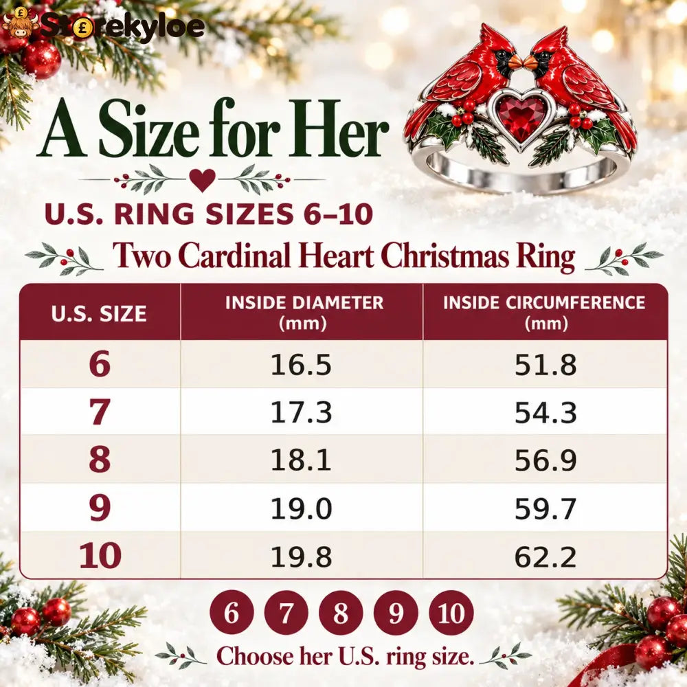 🎄two Cardinal Heart Christmas Ring | “every Christmas I Choose You” ❤️