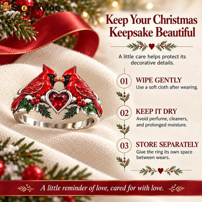 🎄two Cardinal Heart Christmas Ring | “every Christmas I Choose You” ❤️