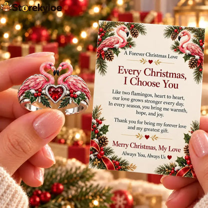 🎄two Cardinal Heart Christmas Ring | “every Christmas I Choose You” ❤️ - Flamingo / 6