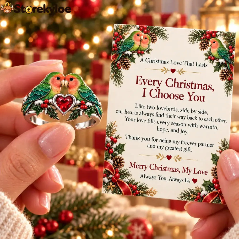🎄two Cardinal Heart Christmas Ring | “every Christmas I Choose You” ❤️ - Lovebird / 6