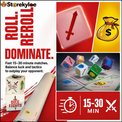 🎲Ultimate Dice Fights Bundle: 2-Player Engine Builder Board Game (Dice Fights + Heal or Steal Set + Playmat)