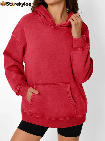 Unisex Casual Oversized Acid Wash Tops Hoodie Pullover