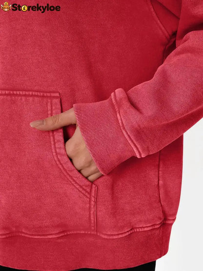 Unisex Casual Oversized Acid Wash Tops Hoodie Pullover