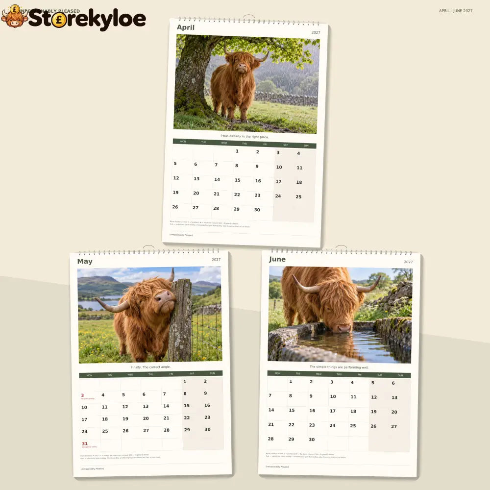 🔥Unreasonably Pleased 2027 A4 Wall Calendar - Funny Highland Cows
