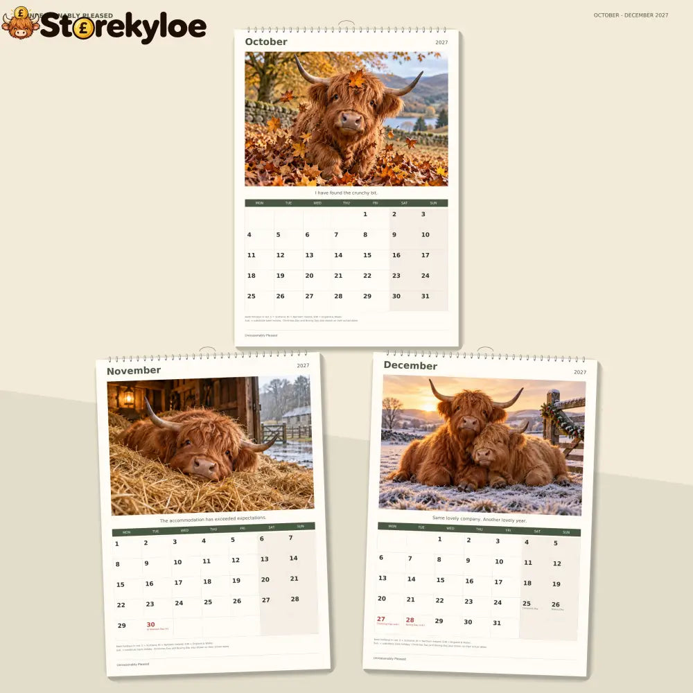 🔥Unreasonably Pleased 2027 A4 Wall Calendar - Funny Highland Cows