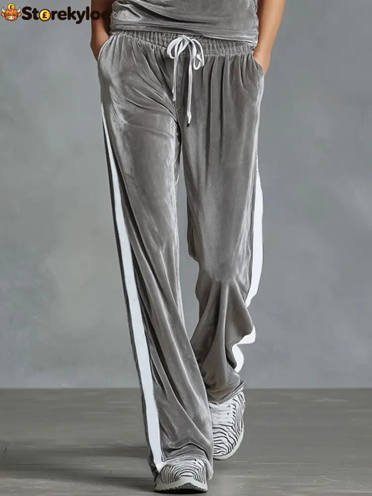 V-neck Hooded Sleeveless Top And Pants Velvet Set