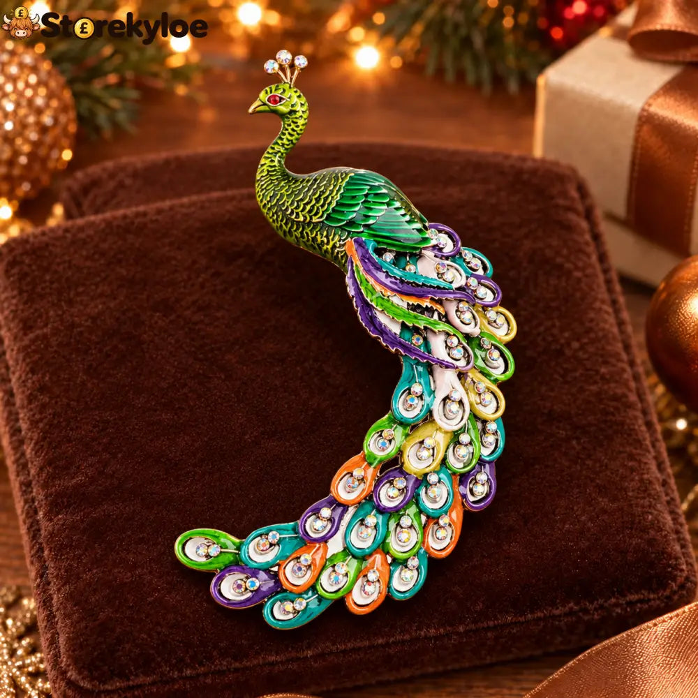⏳ LIMITED‑TIME FREE SHIPPING OVER £20 🦚💎vibrant Long‑tail Peacock Crystal‑encrusted Vintage Brooch 🦚💎