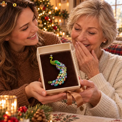 ⏳ LIMITED‑TIME FREE SHIPPING OVER £20 🦚💎vibrant Long‑tail Peacock Crystal‑encrusted Vintage Brooch 🦚💎