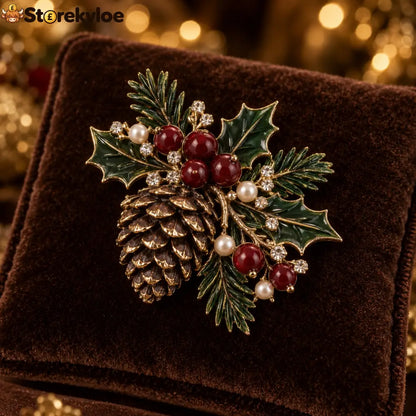 🎄✨Vintage Christmas Holly & Pinecone Brooch Collection 🎄✨ - Pine cone