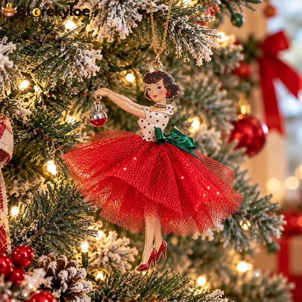 Vintage Christmas Lady Ornaments – 1950s-Inspired Holiday Charm 🎄 - Dazzling Red Lady