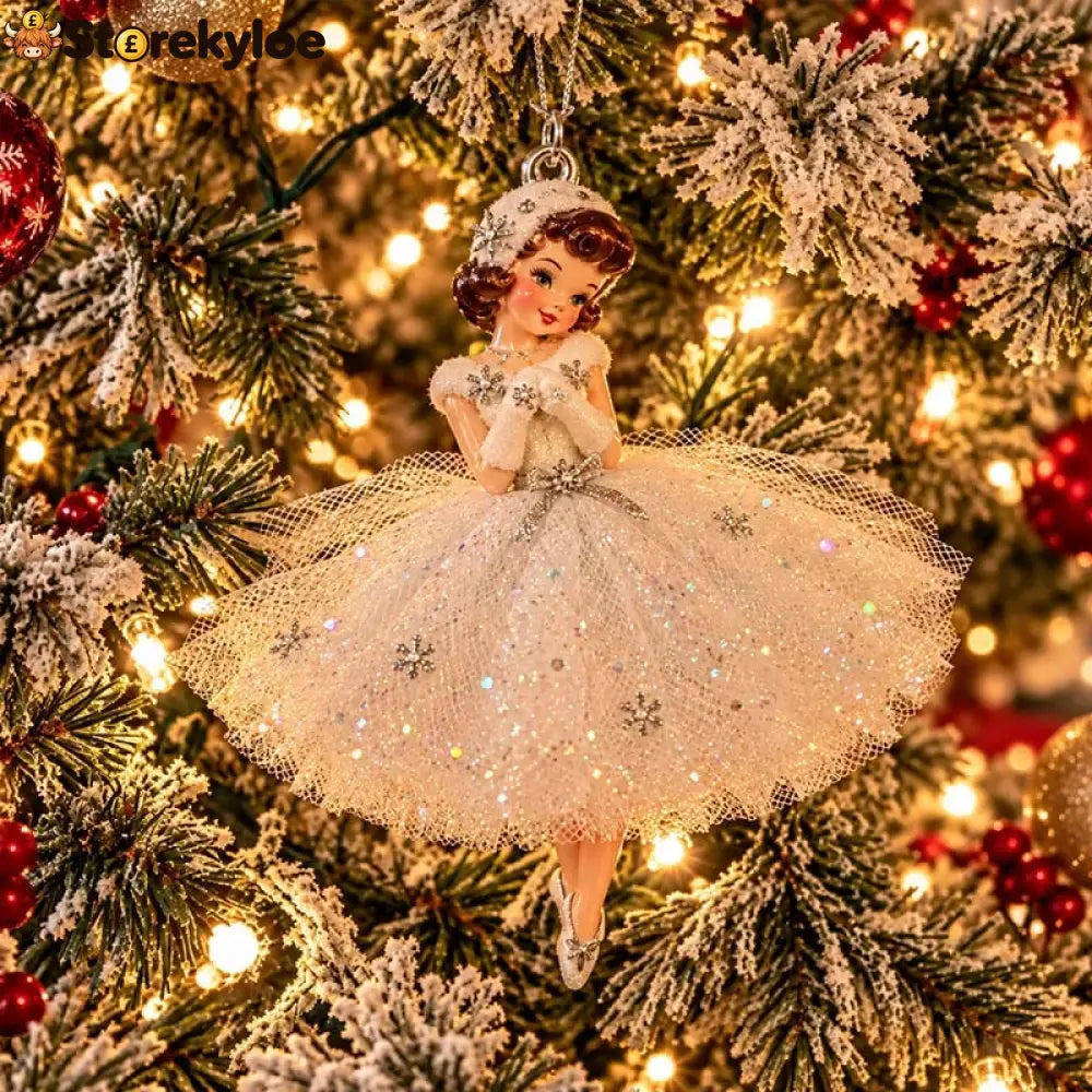 Vintage Christmas Lady Ornaments – 1950s-Inspired Holiday Charm 🎄 - Glittering White Suzy