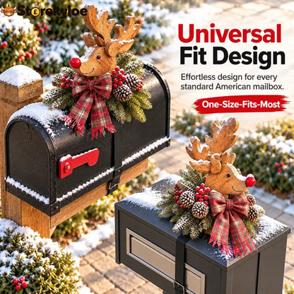 🦌🎄Vintage Christmas Reindeer Mailbox Topper