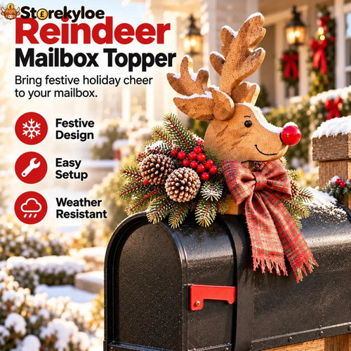 🦌🎄Vintage Christmas Reindeer Mailbox Topper