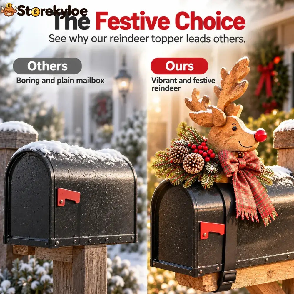 🦌🎄Vintage Christmas Reindeer Mailbox Topper