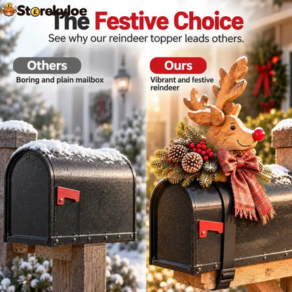 🦌🎄Vintage Christmas Reindeer Mailbox Topper