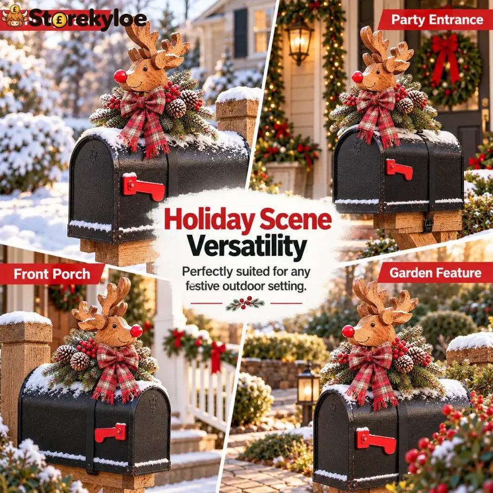 🦌🎄Vintage Christmas Reindeer Mailbox Topper