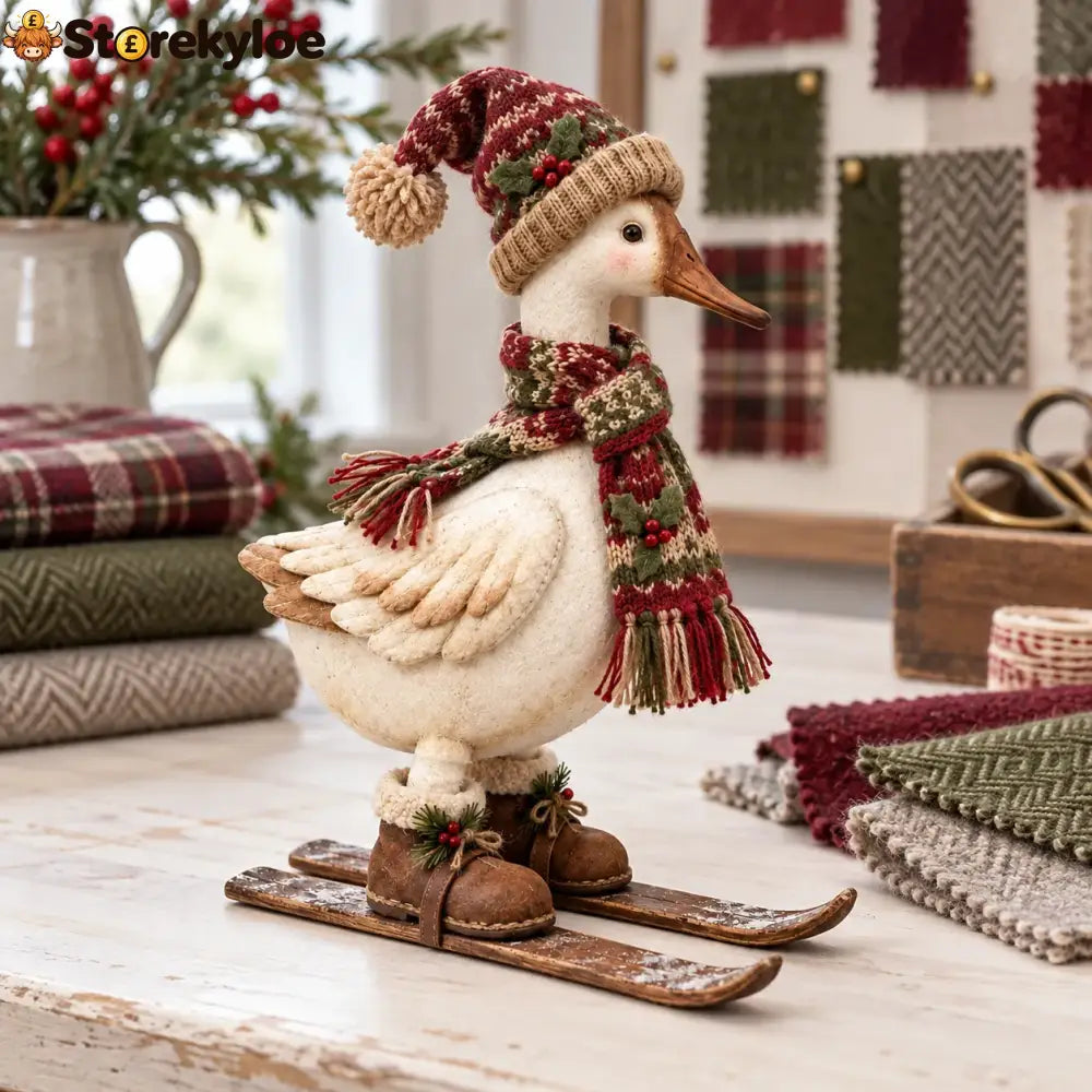 Vintage Christmas Skiing Goose Figurine