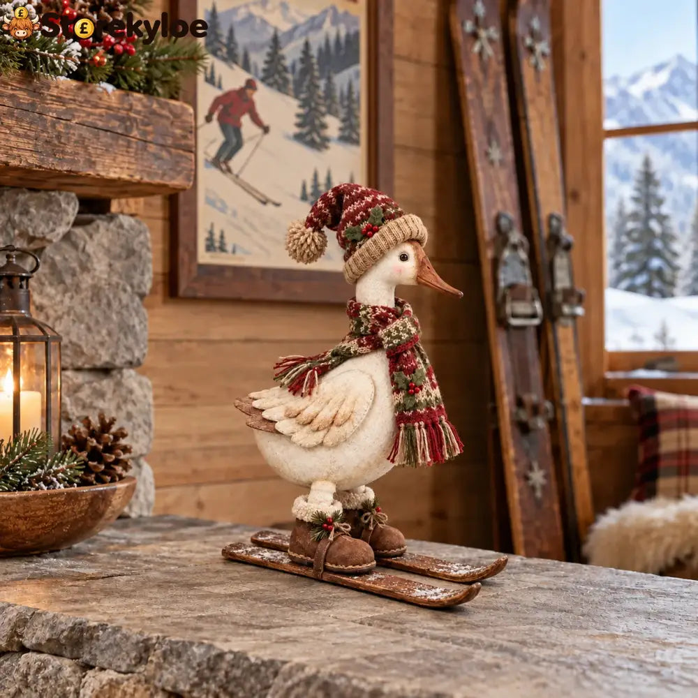 Vintage Christmas Skiing Goose Figurine