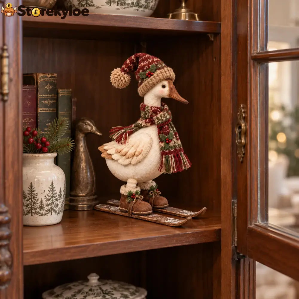 Vintage Christmas Skiing Goose Figurine