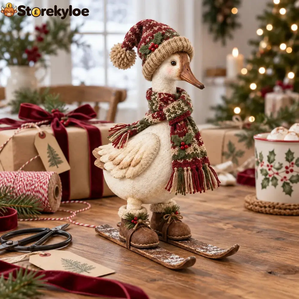 Vintage Christmas Skiing Goose Figurine