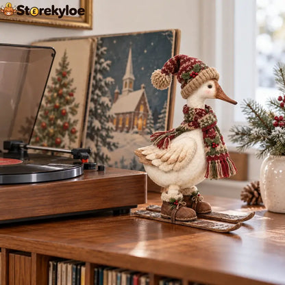Vintage Christmas Skiing Goose Figurine
