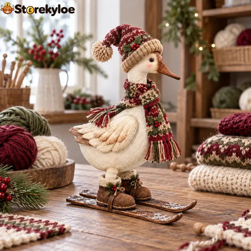 Vintage Christmas Skiing Goose Figurine