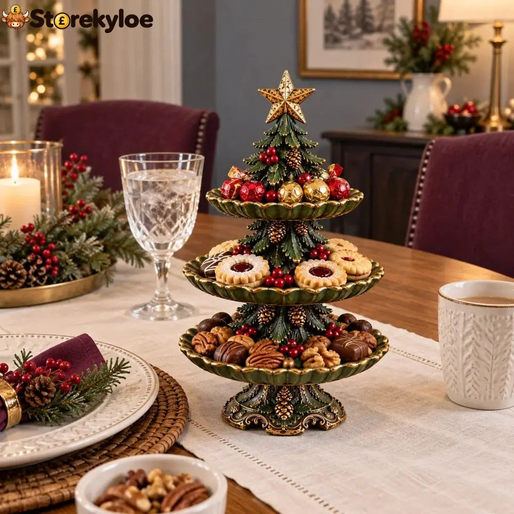 🏷️🎄 Vintage Christmas Tree 3-Tier Serving Stand