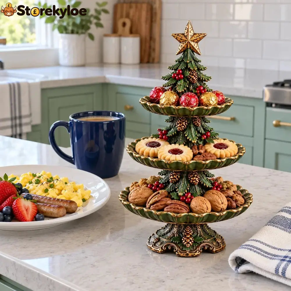 🏷️🎄 Vintage Christmas Tree 3-Tier Serving Stand