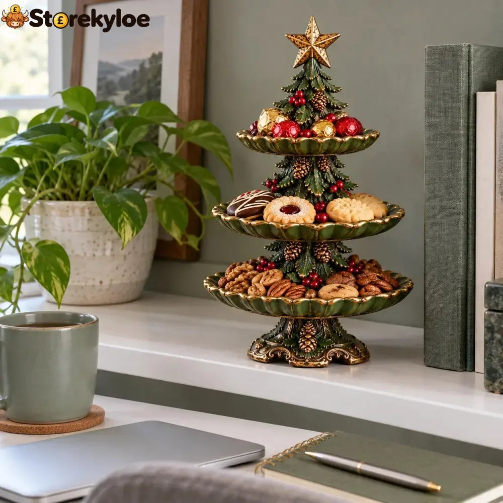 🏷️🎄 Vintage Christmas Tree 3-Tier Serving Stand