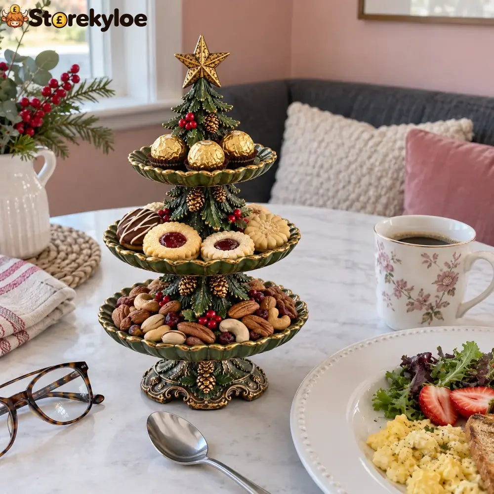🏷️🎄 Vintage Christmas Tree 3-Tier Serving Stand