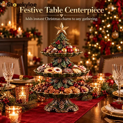 🏷️🎄 Vintage Christmas Tree 3-Tier Serving Stand