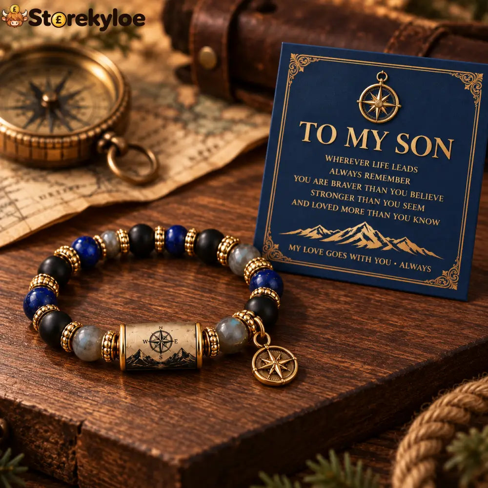 🧭vintage Compass Natural Stone Beaded Bracelet - Compass Natural Stone Beaded Bracelet