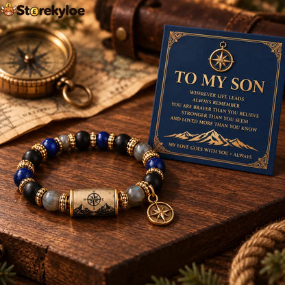 🧭vintage Compass Natural Stone Beaded Bracelet - Compass Natural Stone Beaded Bracelet