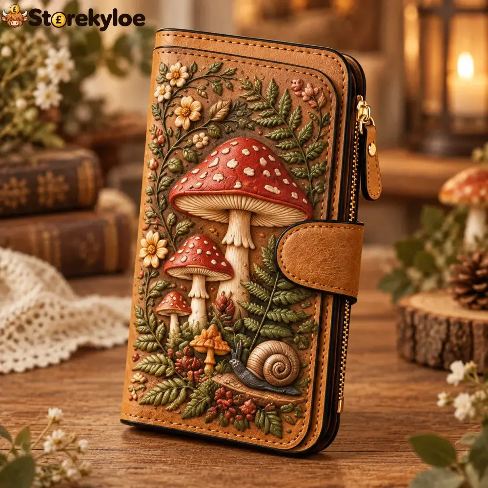 ✨ Vintage Embossed Art Wallet – Choose Your Favorite Design - 🍄 Forest Mushroom