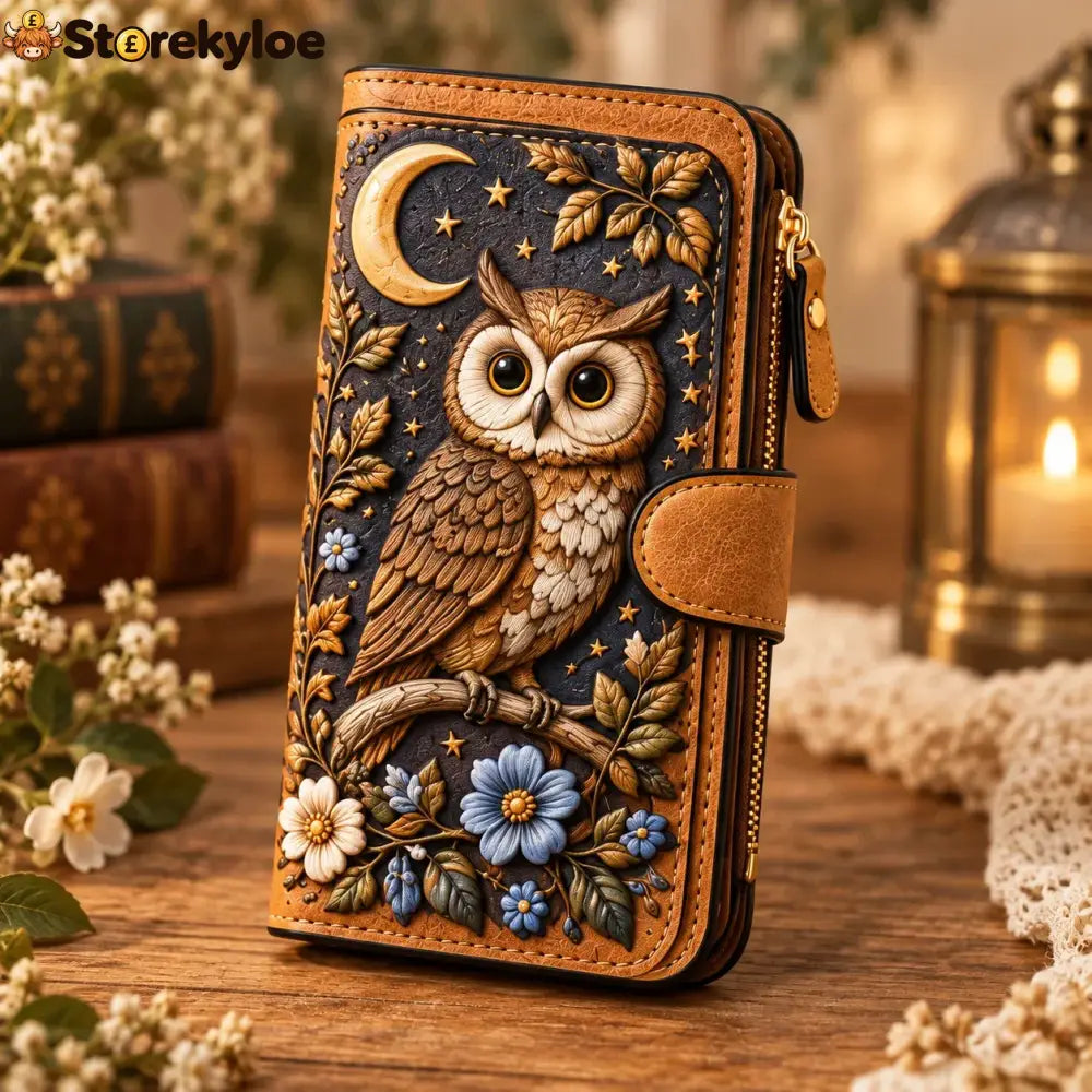 ✨ Vintage Embossed Art Wallet – Choose Your Favorite Design - 🌙 Moonlit Owl
