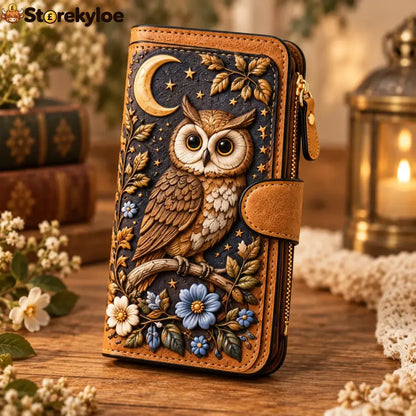 ✨ Vintage Embossed Art Wallet – Choose Your Favorite Design - 🌙 Moonlit Owl