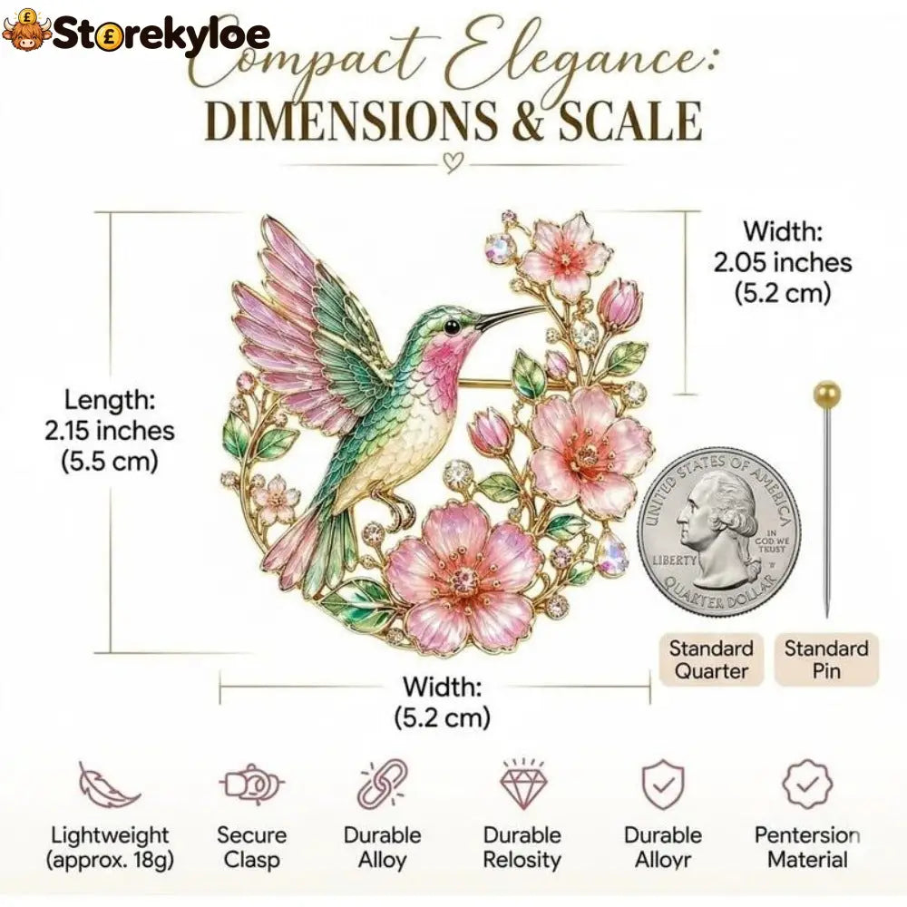 🦜🌸Vintage Hummingbird & Floral Enamel Brooch 🦜🌸