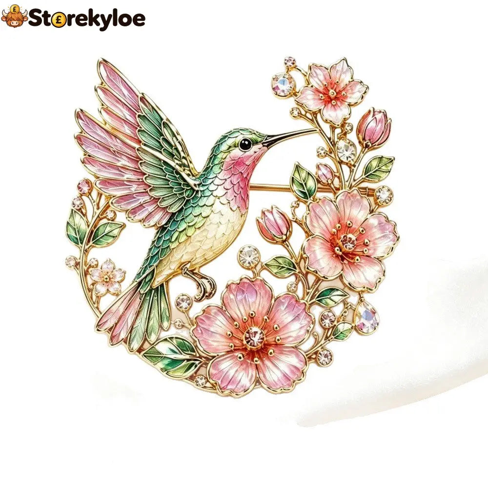 🦜🌸Vintage Hummingbird & Floral Enamel Brooch 🦜🌸