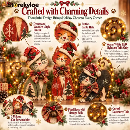 Vintage Lighted Christmas Cat Trio
