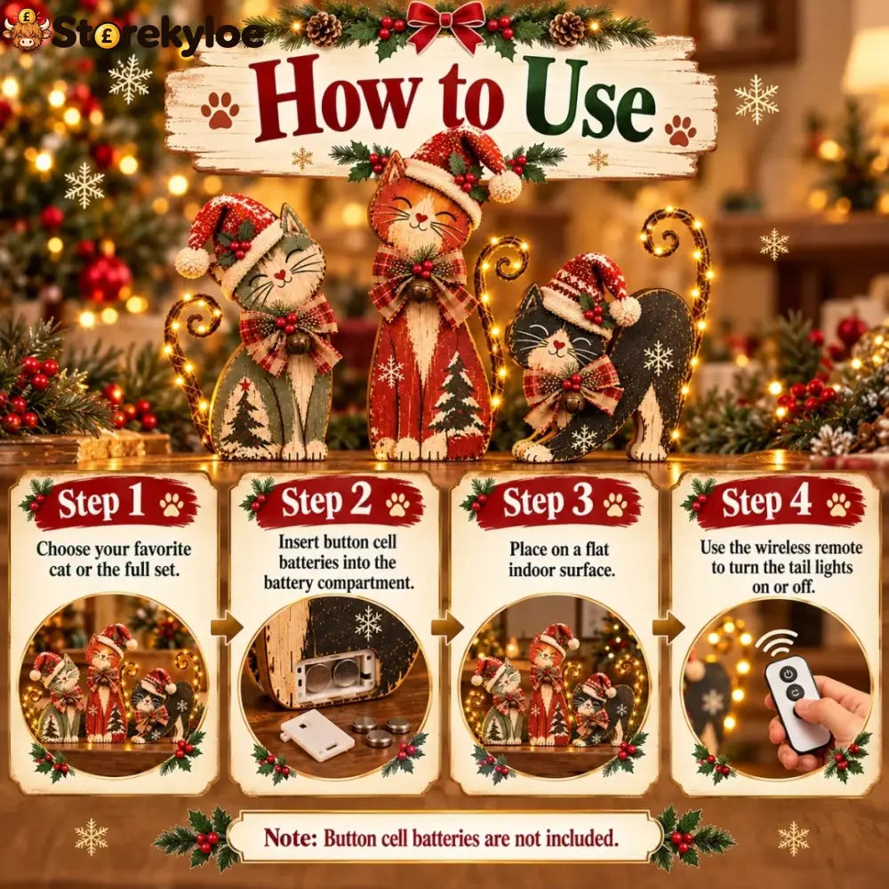 Vintage Lighted Christmas Cat Trio