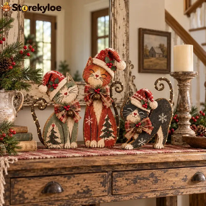 Vintage Lighted Christmas Cat Trio