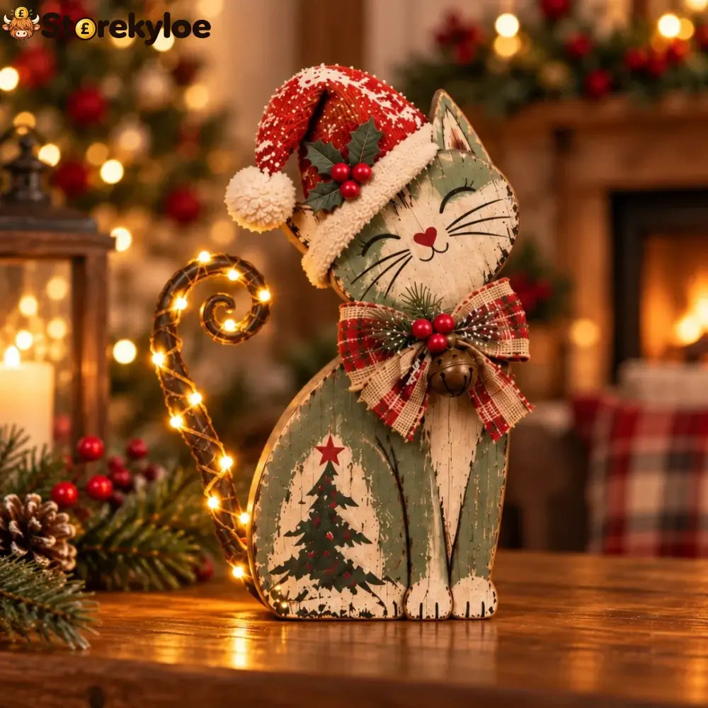 Vintage Lighted Christmas Cat Trio - A